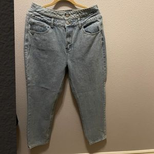 Boohoo Double Waistband Straight Leg Jeans